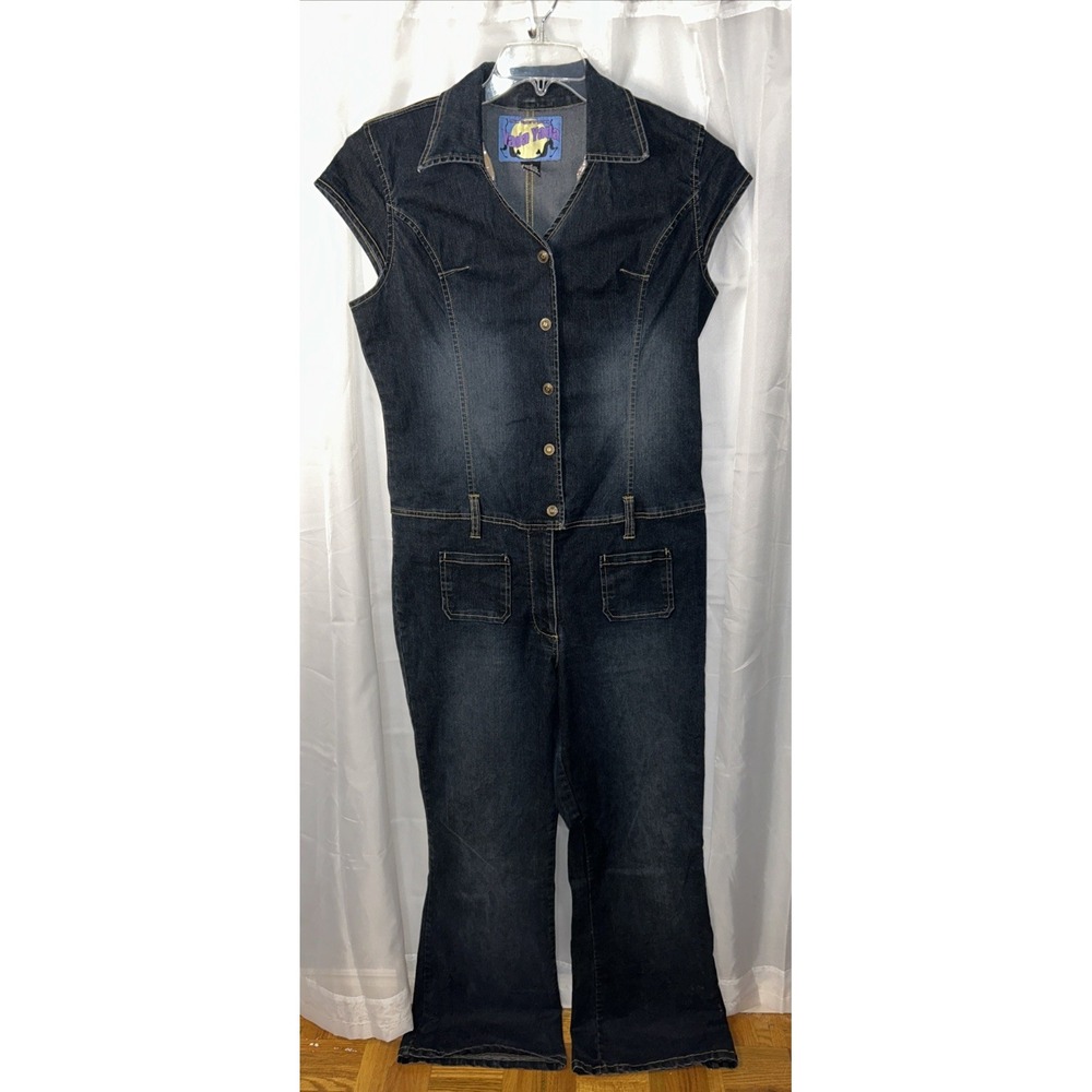 Yada Yada Stretch Denim Y2K Denim Jumpsuit Womens Juniors XL
